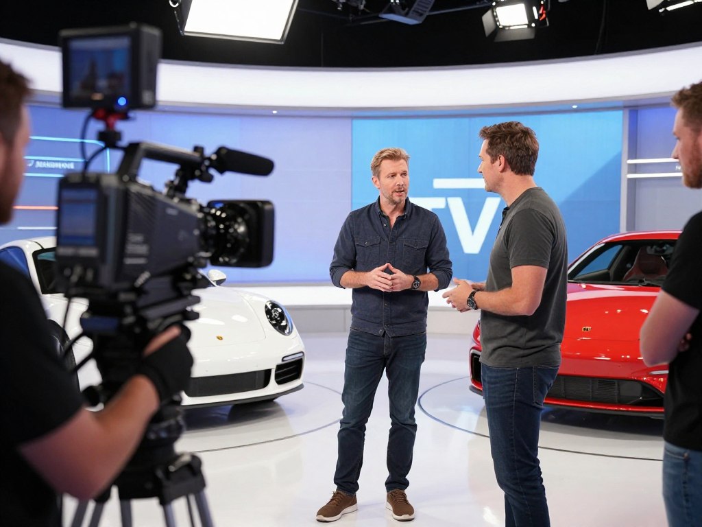 Adam Kornacki podczas pracy na planie programu Automaniak