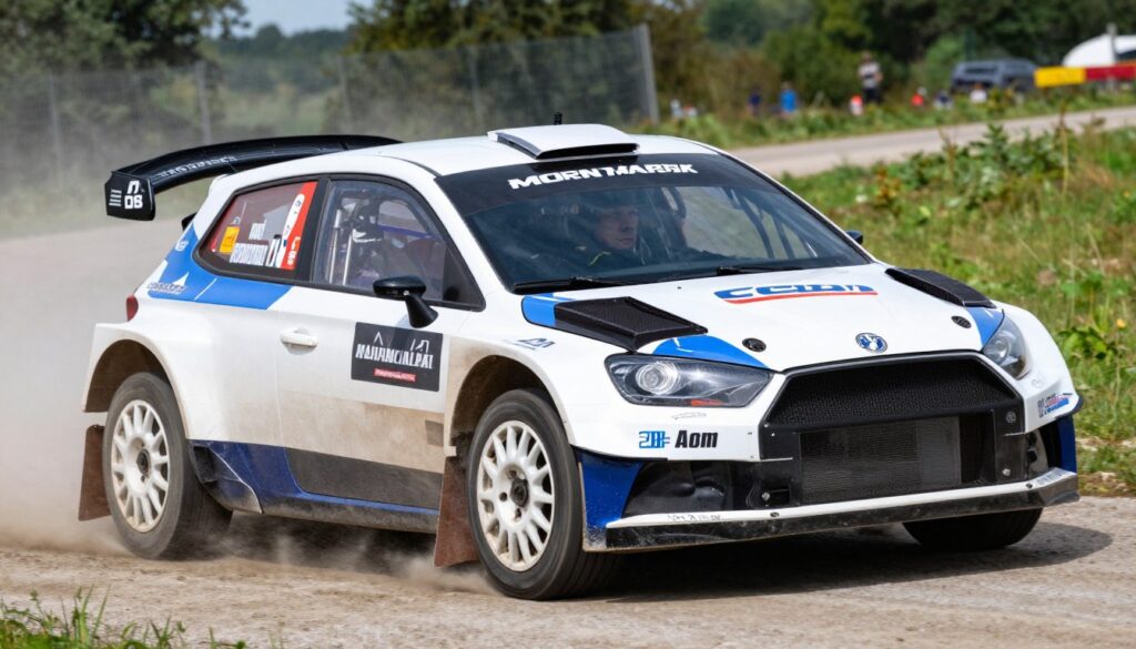 Adam Kornacki podczas rajdu samochodowego - pasja motoryzacyjna