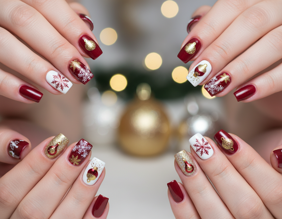 paznokcie na święta bożego narodzenia 2022