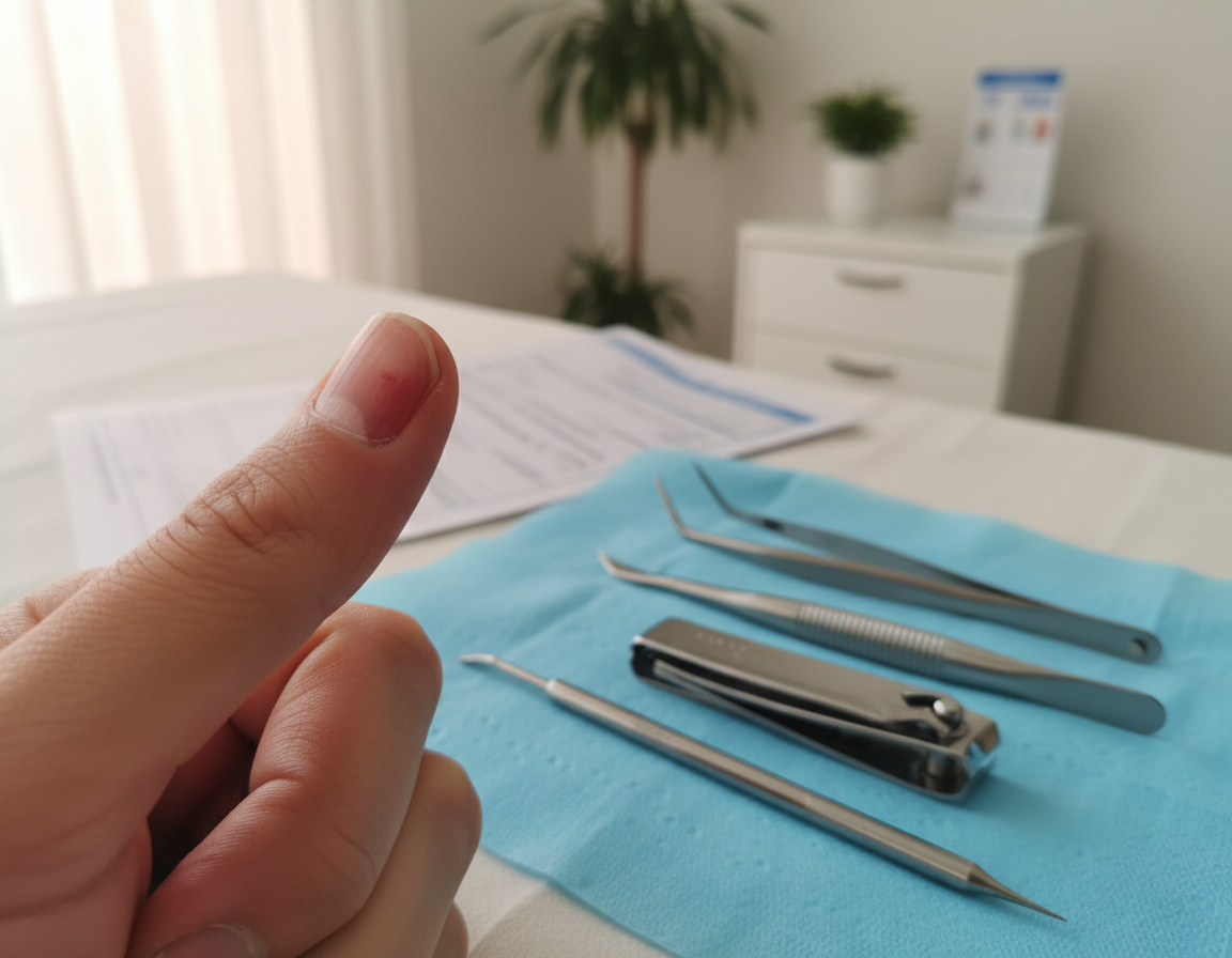 rwący ból pod płytką paznokcia