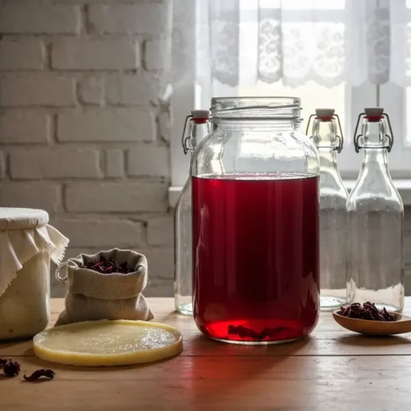 Kombucha z hibiskusem – kwaskowaty smak i kolor